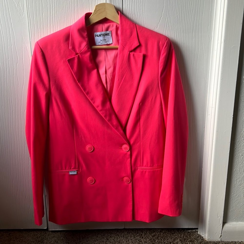 Bershka panton pink double breasted blazer
